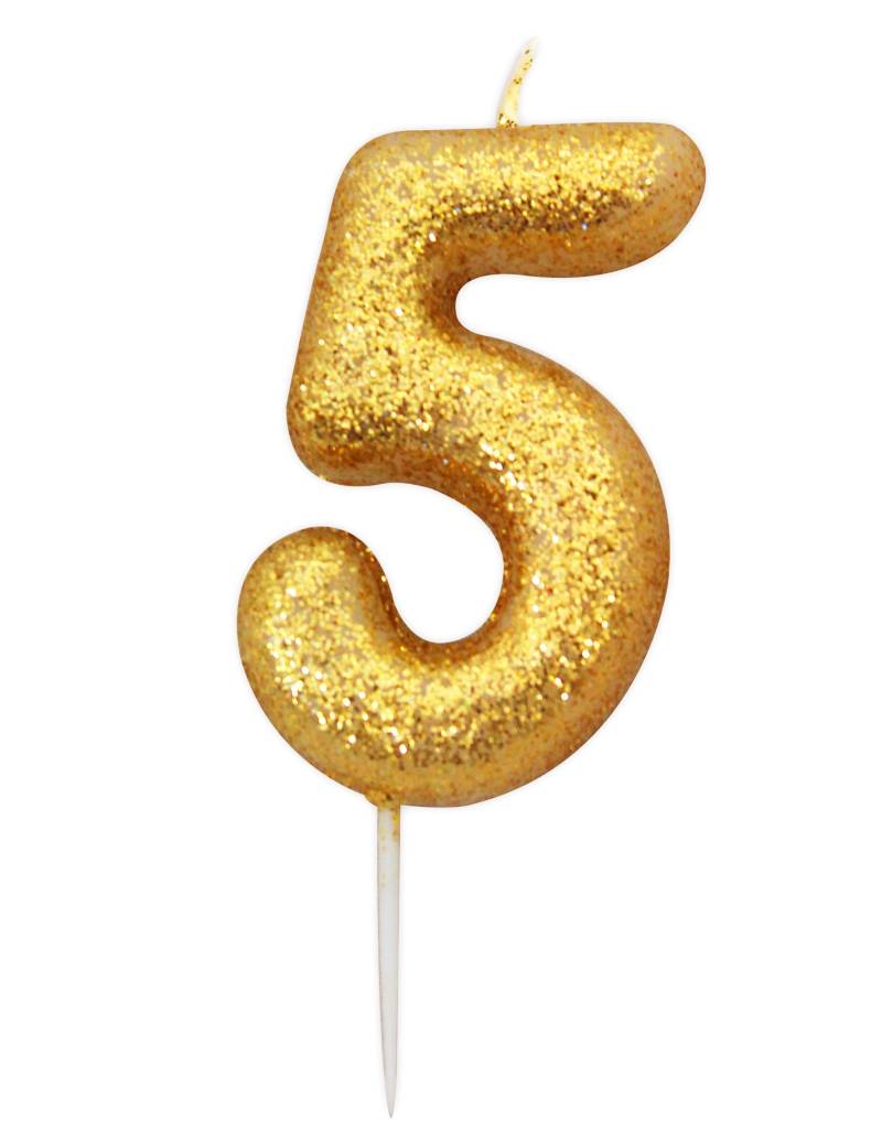Goldene Glitzer-Zahlenkerze 5 - 8,5 cm Goldene Glitzer-Zahlenkerze 5 - 8,5 cm von ANNIVERSARY HOUSE
