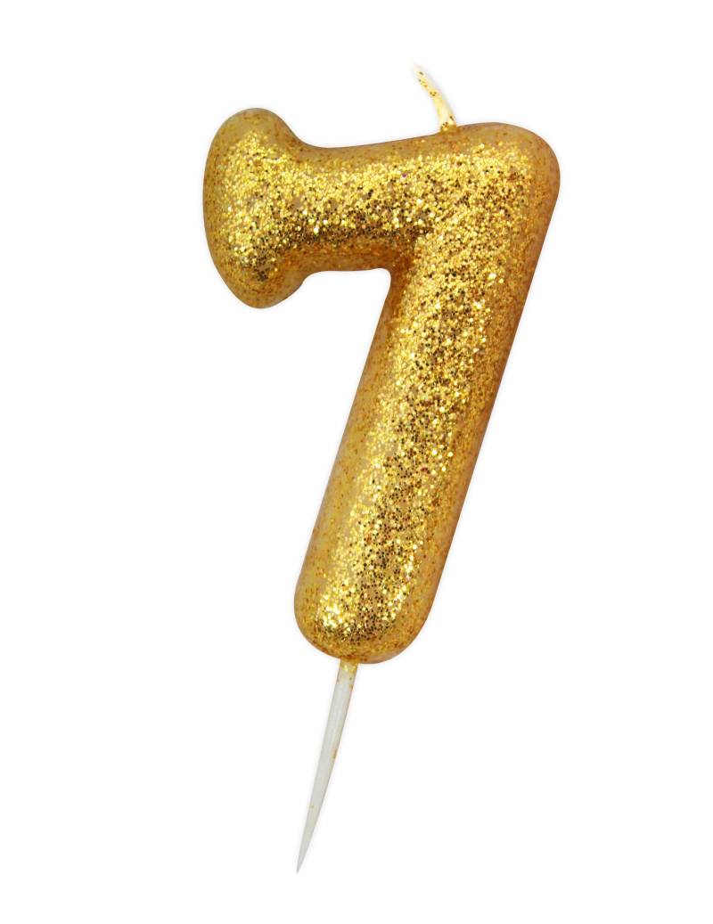 Goldene Glitzer-Zahlenkerze 7 - 8,5 cm Goldene Glitzer-Zahlenkerze 7 - 8,5 cm von ANNIVERSARY HOUSE