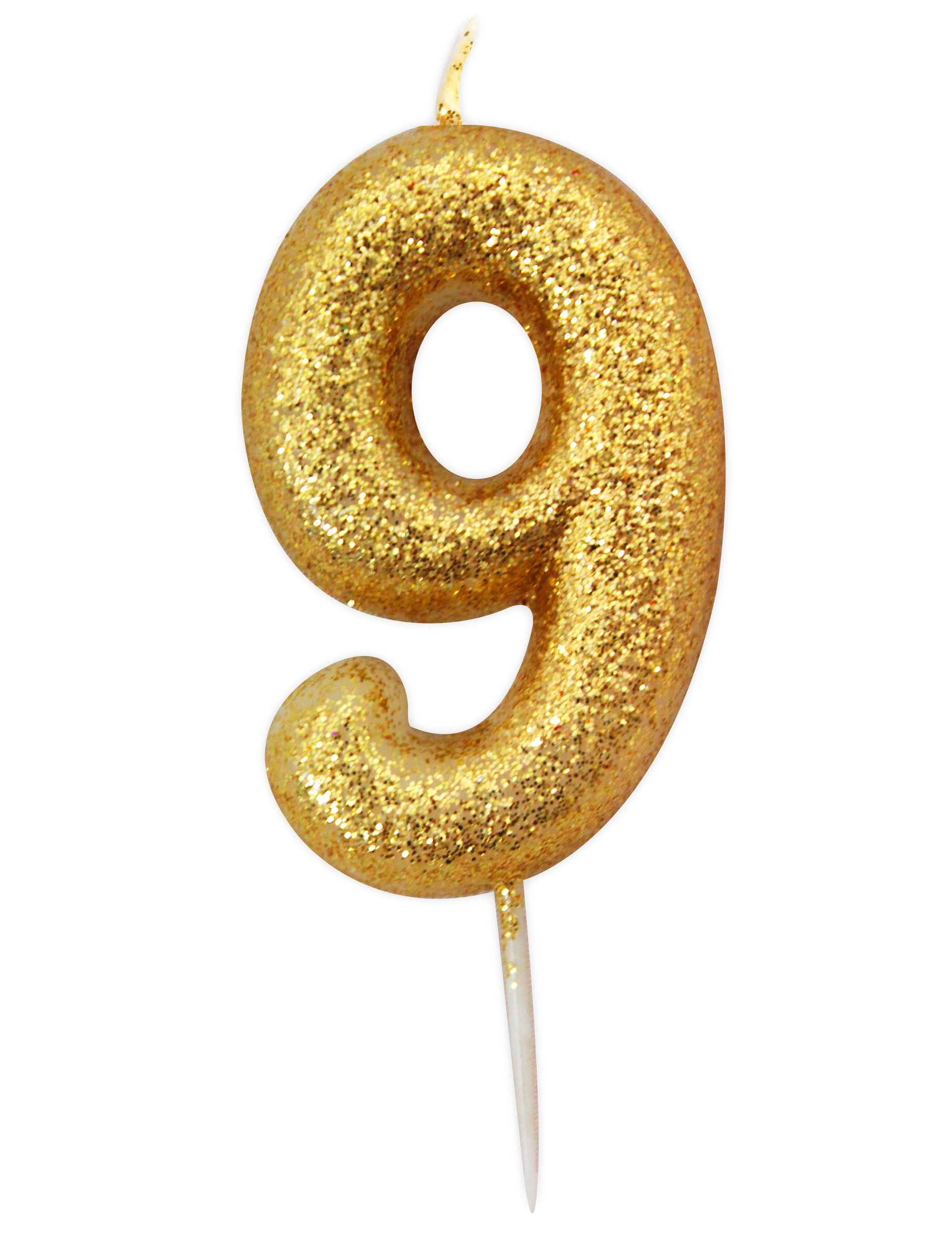 Goldene Glitzer-Zahlkerze 9 für Geburtstagstorten von ANNIVERSARY HOUSE