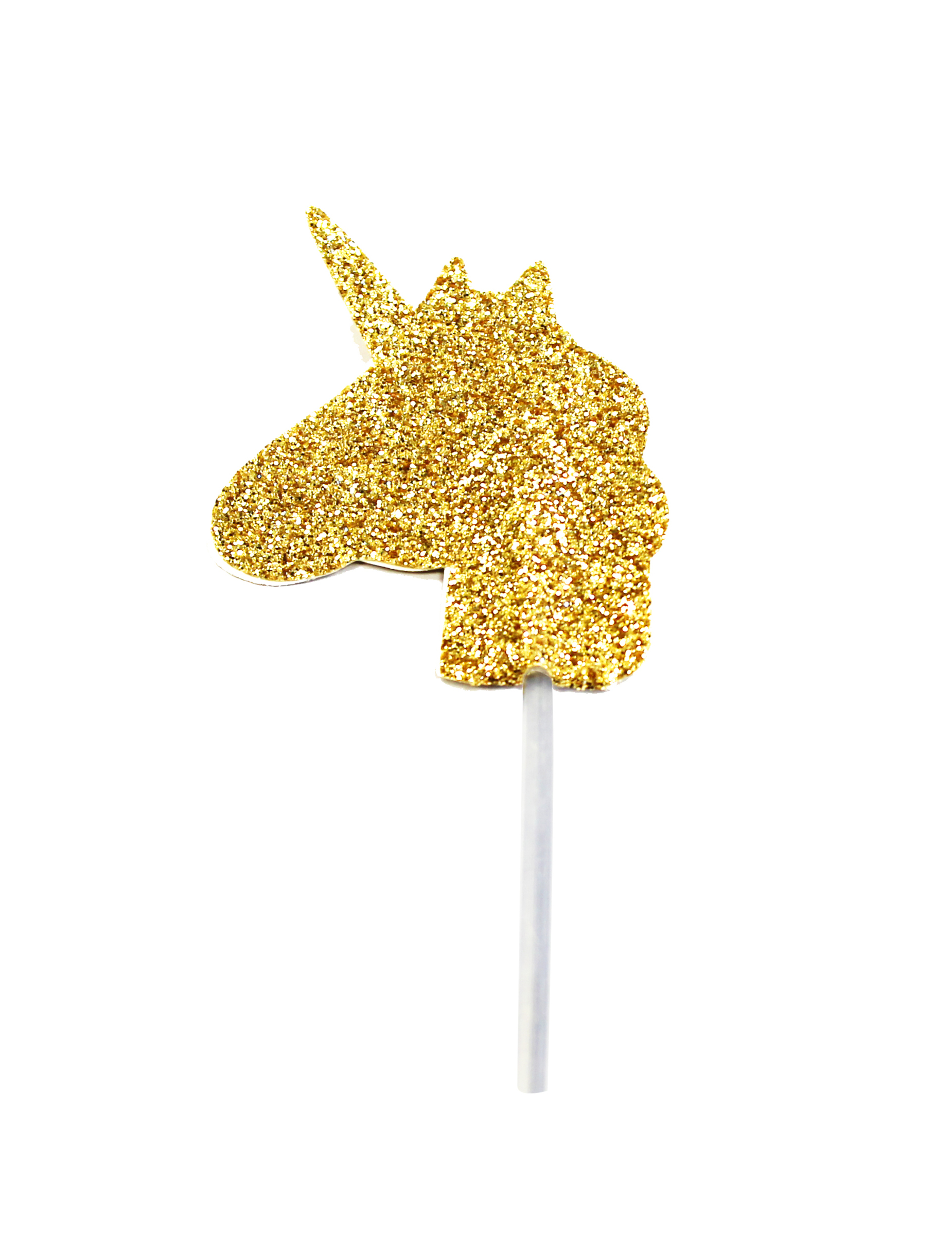 Goldener Einhorn-Kopf Tortenstecker 6,5 cm mit Glitzer von ANNIVERSARY HOUSE