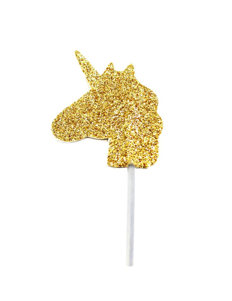 Goldener Einhorn-Kopf Tortenstecker 6,5 cm mit Glitzer Goldener Einhorn-Kopf Tortenstecker 6,5 cm mit Glitzer von ANNIVERSARY HOUSE