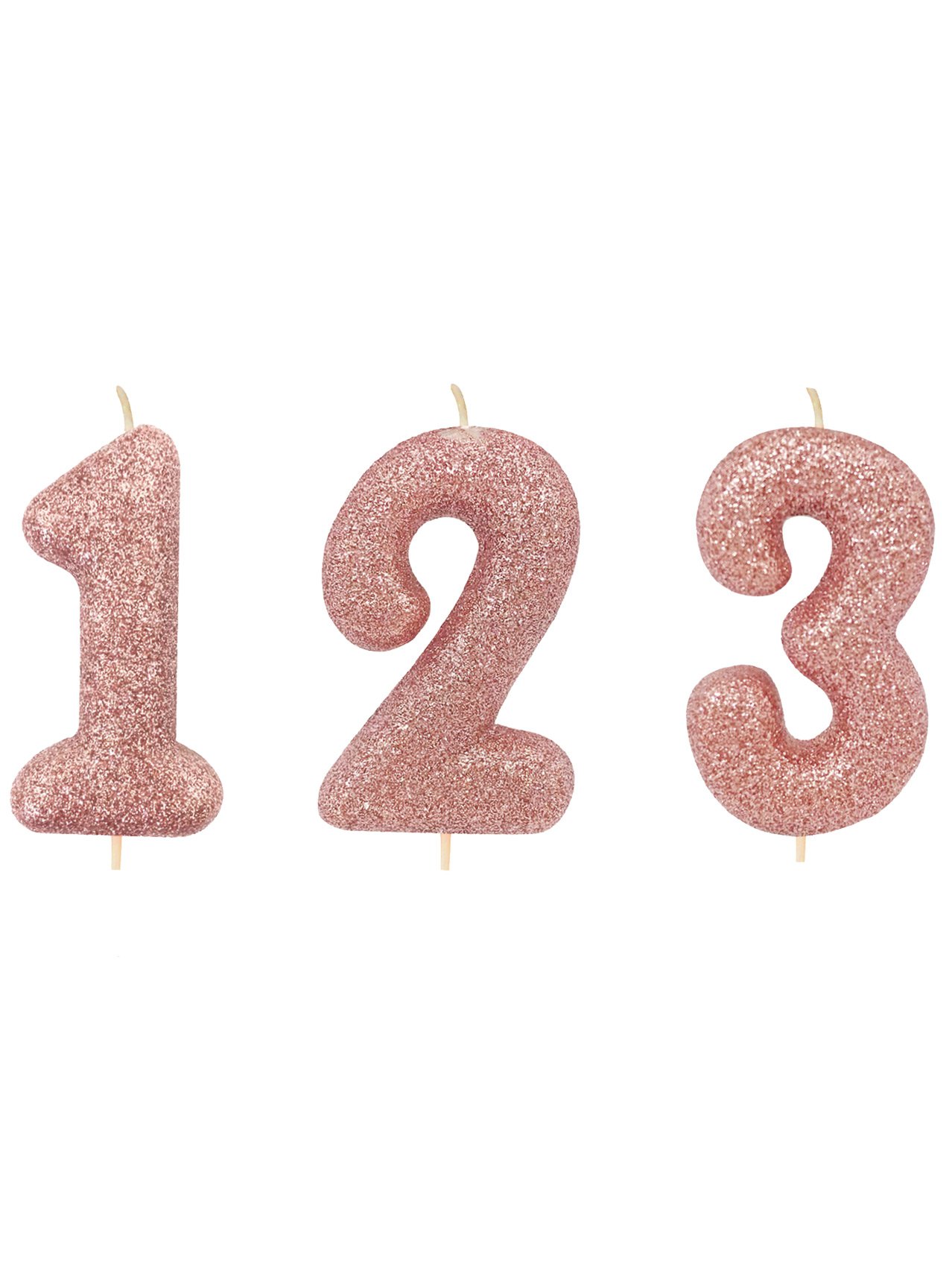 Kerze Zahl Roségold Glitzer auf Stecker 7 cm von ANNIVERSARY HOUSE