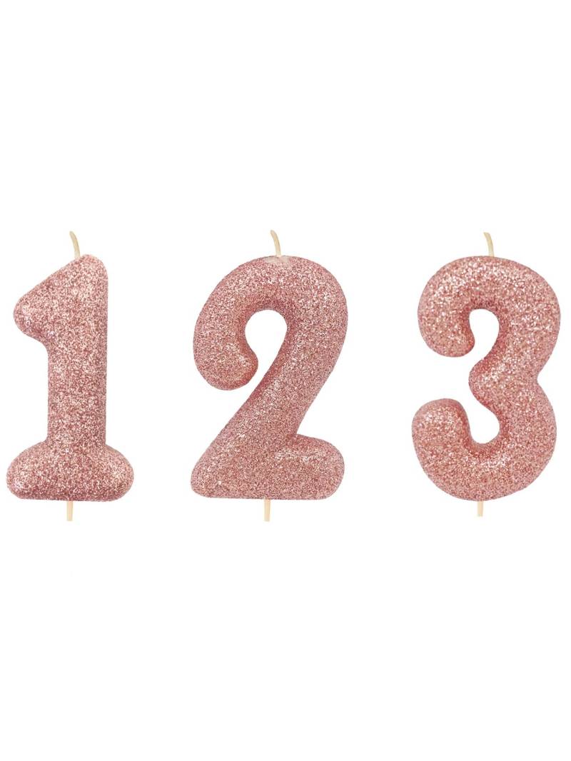 Kerze Zahl Roségold Glitzer auf Stecker 7 cm von ANNIVERSARY HOUSE