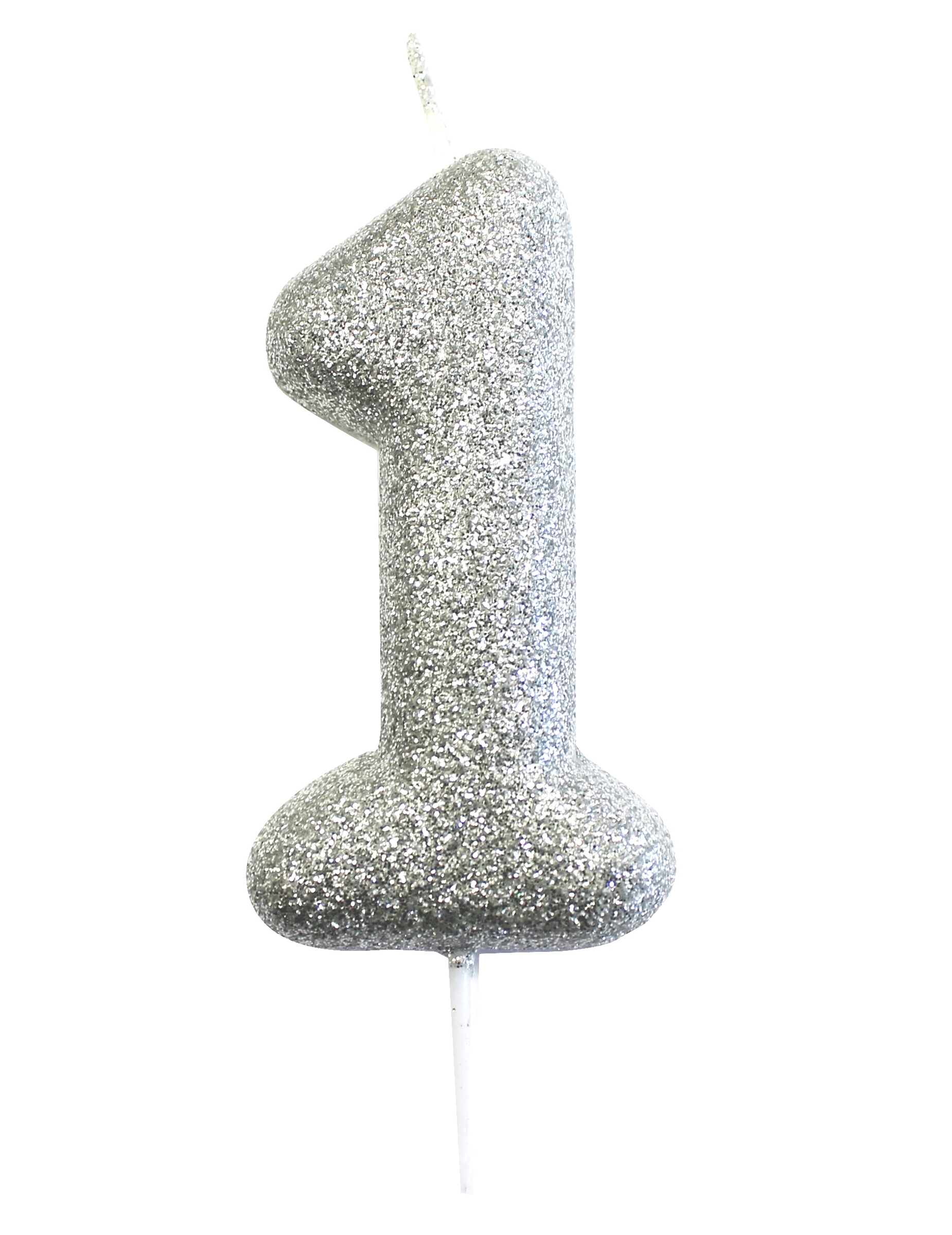 Kerzenstecker Zahl 1 Silber Glitzer 7 cm für Kuchen von ANNIVERSARY HOUSE