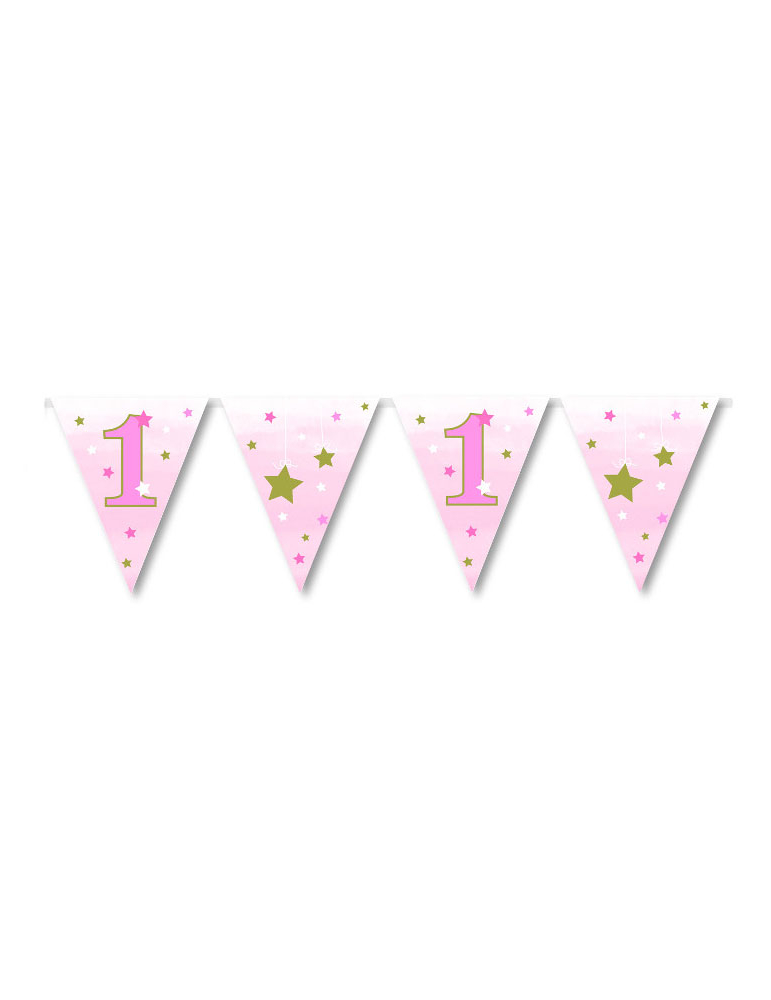 Wimpelkette 1. Geburtstag Mädchen One Little Star 3,7m Papiergirlande von ANNIVERSARY HOUSE