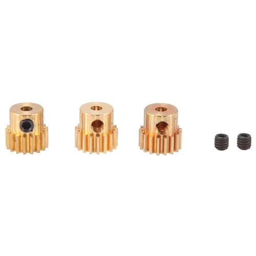 ANNJUC 3 STÜCKE 3,175 mm Welle Messing Ritzel Motorgetriebe 32DP 48DP 64DP M0.6 für 1/10 1/8 RC Auto 3650 3660 Zubehör 17t von ANNJUC