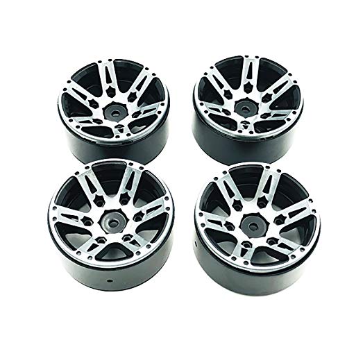 ANNJUC 4 Stücke Rc Rock Track Felge 1,9 Beadlock Für 1/10 Achse Scx10 90046 Cc01 D90 D110-4 (Schwarz) von ANNJUC
