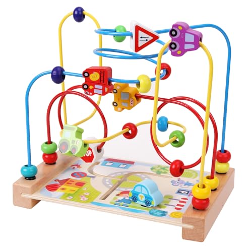 ANPEAC Hölzerne Perle Labyrinth Spielzeug für Kleinkinder, Perle Spielzeug Bunte Achterbahn Vorschule Lernspielzeug Geburtstag Geschenke für Kleinkinder Kinder Jungen Mädchen von ANPEAC