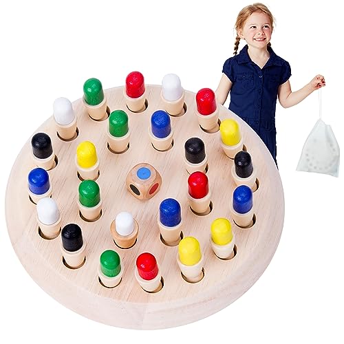 ANPEAC Montessori Spielzeug ab 4 Jahre,Memory Schach Holz Match Stick, Memory Spiel Family Brettspiele,Gedächtnis Schachspiel für Kinder Lernspielzeug, Schachbrett Holz mit Aufbewahrungsbeutel von ANPEAC