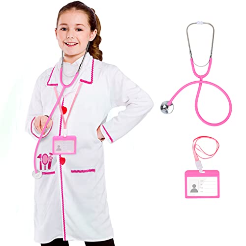 ANPHILE Arzt-Kostüm für Kinder, rosa Laborjacke mit Stethoskop, Arbeitskostüm für kleine Mädchen ANPHILE Arzt-Kostüm für Kinder, rosa Laborjacke mit Stethoskop, Arbeitskostüm für kleine Mädchen von ANPHILE