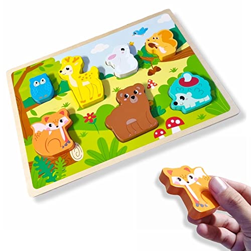 Antevia – Puzzle aus Holz für Kinder und Baby in Tierform, 3D-Tierform, Lernspielzeug ab 10 Monaten (Educa L1) von ANTEVIA Matériaux