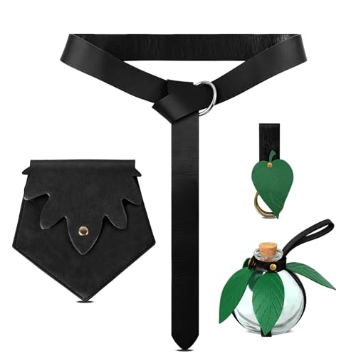 ANTWASP Renaissance-Gürteltasche, Gürteltasche, Münzgeldbörse, Mittelalter-Vintage, O-Ring-Gürtel, Lederrock, Wanderungen, 2 Beutel, Schwarz, Mittelalter von ANTWASP