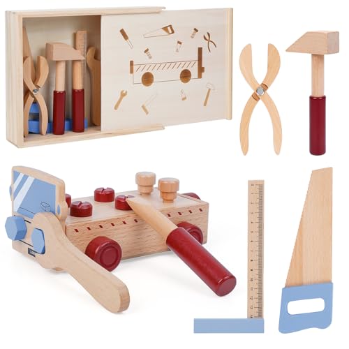 ANYCESO Werkzeugkasten aus Holz mit Zubehör-Montessori Spielzeug Kinder Holzspielzeug Werkzeugkoffer Holz-Konstruktionsspielzeug für Kleinkinder, Vorschulkinder Rollenspiel Ab 2 3 4 5 Jahre ANYCESO Werkzeugkasten aus Holz mit Zubehör-Montessori Spielzeug Kinder Holzspielzeug Werkzeugkoffer Holz-Konstruktionsspielzeug für Kleinkinder, Vorschulkinder Rollenspiel Ab 2 3 4 5 Jahre von ANYCESO