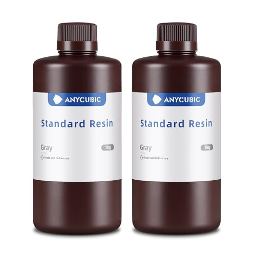 ANYCUBIC Standard Resin, 3D Drucker Resin mit Hoher Genauigkeit und Schneller Aushärtung und Hervorragender Fließfähigkeit für den LCD DLP 3D Printer (Grau,1kg,2 Pcs) von ANYCUBIC