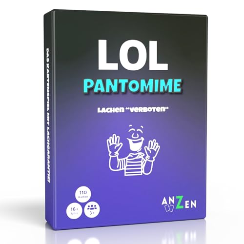 LOL Pantomime - Lachen verboten | Partyspiel für Erwachsene BZW. ab 16 Jahren | lustiges Kartenspiel für Frauen und Männer | Gesellschaftsspiel-e Mädelsabend | LOL Spiel Challenge | witziges Geschenk von ANZEN