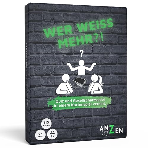 WER Weiss MEHR - Kartenspiel für Erwachsene und Kinder | Quiz-Spiel | Gesellschaftsspiel-e | Kartenquiz | Allgemeinwissen in 200+ Kategorien für Alleswisser & Besserwisser & Denkprofi | Wissensspiele von ANZEN