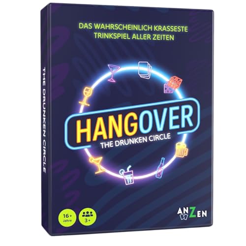 Hangover - The Drunken Circle | Trinkspiel Revolution für Erwachsene BZW. ab 16 Jahren | Partyspiel mit Karten, Würfel & wasserfesten Kreisen | Wichtelgeschenk | Silvester Spiel | Geschenk Weihnachte Hangover - The Drunken Circle | Trinkspiel Revolution für Erwachsene BZW. ab 16 Jahren | Partyspiel mit Karten, Würfel & wasserfesten Kreisen | Wichtelgeschenk | Silvester Spiel | Geschenk Weihnachte von ANZEN