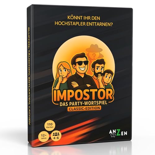 IMPOSTOR - Das Party-Wortspiel - Classic-Edition | Imposter Kartenspiel | Könnt ihr den Hochstapler enttarnen? | Partyspiel-e | Gesellschaftsspiel-e für die Familie, Freunde & Erwachsene | Geschenk-e IMPOSTOR - Das Party-Wortspiel - Classic-Edition | Imposter Kartenspiel | Könnt ihr den Hochstapler enttarnen? | Partyspiel-e | Gesellschaftsspiel-e für die Familie, Freunde & Erwachsene | Geschenk-e von ANZEN