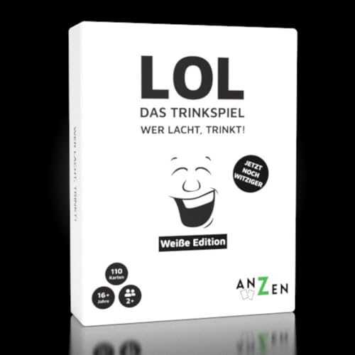 ANZEN LOL - Das Trinkspiel - Wer lacht, trinkt! | Kartenspiel | Partyspiel | LOL Spiel | Gesellschaftsspiel (Fortsetzung des Bestsellers als Weiße Edition ohne schwarzen Humor mit 110 Karten) von ANZEN
