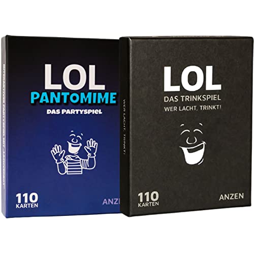 LOL - Trinkspiele Doppelpack - Wer lacht, trinkt! | Classic-Version + Pantomime | Kartenspiele | Gesellschaftsspiele | Partyspiele | Geschenk für Frauen | spielbar und passend zu Last One Laughing LOL - Trinkspiele Doppelpack - Wer lacht, trinkt! | Classic-Version + Pantomime | Kartenspiele | Gesellschaftsspiele | Partyspiele | Geschenk für Frauen | spielbar und passend zu Last One Laughing von ANZEN