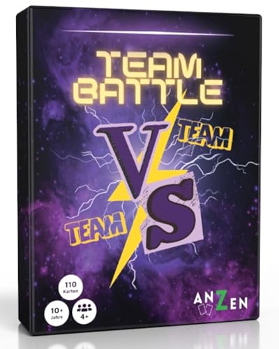 TEAMBATTLE - Das Partyspiel Team vs. Team | Kartenspiel mit 5 Kategorien | 10+ Jahre | 4+ Spieler | Spieleabend mit Freunden | Gesellschaftsspiele für Erwachsene & Kinder | Spiel für große Gruppen von ANZEN