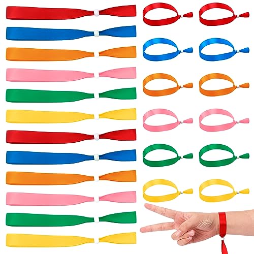 ANZOAT Eintrittsbänder Einlassbänder,60Pcs Wiederverwendbare Event Armbänder mit Kunststoffverschlüssen,Verstellbare Stoff Einlassbändchen für Konzerte Aktivitäten Parteien Wettbewerb（6 Farben） von ANZOAT