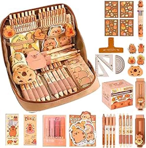 Capybara Federmäppchen, Niedliches Capybara Briefpapier Set, Capybara Stifte Schul Sachen, Ästhetisches Capybara Federmäppchen Für Mädchen, Mehrfarbig von AOBUJDUB