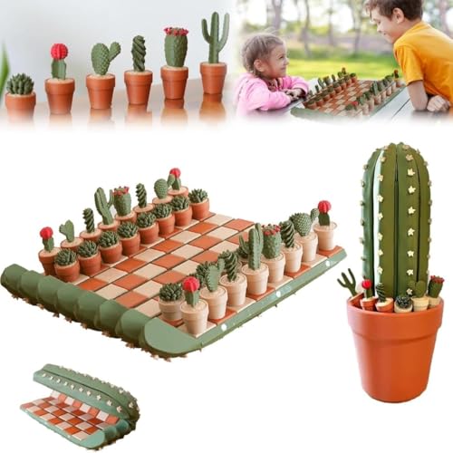 CactiChess - Aufrollbares Kaktus-Schachspiel, 3D-gedruckte Kaktus-Schreibtischdekoration, Magnetisches Klappschachbrett von AOBUJDUB