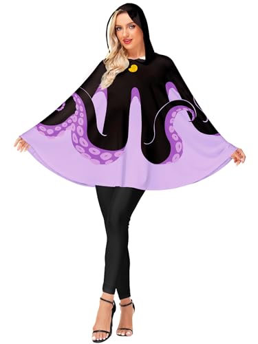 AOBUTE Halloween-Kostüm für Damen, Poncho mit Kapuze, Party-Cosplay-Umhang, Fisch-Schwarz, Einheitsgröße AOBUTE Halloween-Kostüm für Damen, Poncho mit Kapuze, Party-Cosplay-Umhang, Fisch-Schwarz, Einheitsgröße von AOBUTE
