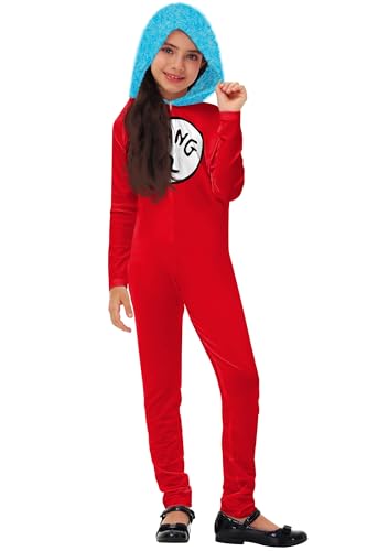 AOBUTE Halloween-Overall, rot und grün, mit Kapuze, mit Reißverschluss, Größe S-XL, rot, blau, 11-12 Years von AOBUTE
