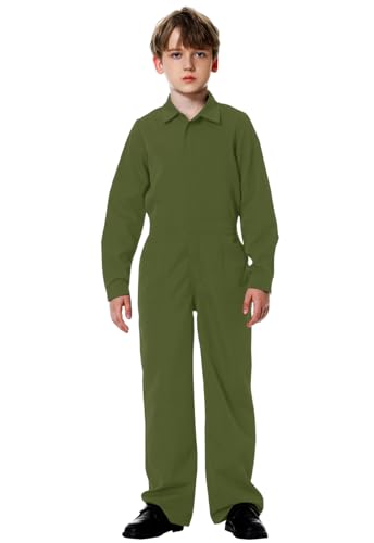 AOBUTE Kinder-Halloween-Overall für Jungen, einfarbig, mit Taschen, 3–14 Jahre, Grün (Army Green), 5-6 Jahre von AOBUTE