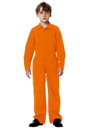 AOBUTE Kinder-Halloween-Overall für Jungen, einfarbig, mit Taschen, 3–14 Jahre, Orange/Abendrot im Zickzackmuster (Sunset Chevron), 3-4 Jahre von AOBUTE