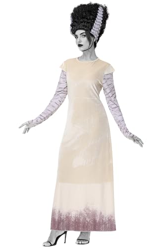 Frankenstain Halloween-Kostüm für Damen, klassisches Cosplay, langes Kleid, Weiß, Größe S von AOBUTE