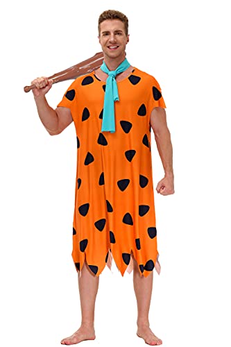 AOBUTE Halloween-Kostüm für Erwachsene, orangefarbene Tunika mit Krawatte, Herren, braunes Party-Outfit, Orangeblaue Krawatte, X-Large von AOBUTE