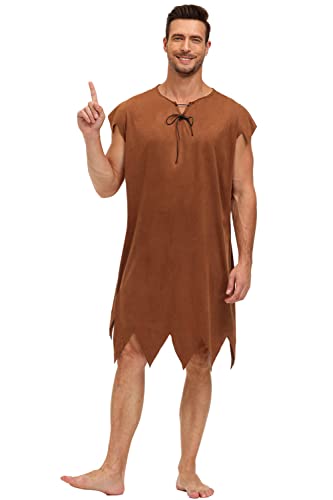 MensCaveman Kostüm Halloween Erwachsene Rubble Barney Braun Paar Match Wildleder Tunika Cosplay Outfit L MensCaveman Kostüm Halloween Erwachsene Rubble Barney Braun Paar Match Wildleder Tunika Cosplay Outfit L von AOBUTE