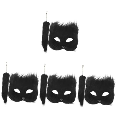 AOKWAWALIY 4 Sets Fuchsmaske Tierschwänze Fuchsschwanz Und Maske Halloween Augenmaske Requisite Maske Cosplay Fuchs Cosplay Maske Kostüm Fuchsschwanz Zubehör Maskerade von AOKWAWALIY