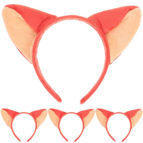 AOKWAWALIY 4 Stück Fuchsohren Stirnband Plüschtier Ohren Halloween Cosplay Kopfschmuck Mädchen Jungen Kostüme Halloween Weihnachten von AOKWAWALIY