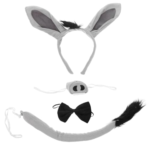 AOKWAWALIY 4-teiliges Esel Kostüm Set Tierkostüm Set Stirnband und Schwanznase Fliege Set für Erwachsene Kinder Halloween Mottoparty Cosplay Geburtstag Requisiten AOKWAWALIY 4-teiliges Esel Kostüm Set Tierkostüm Set Stirnband und Schwanznase Fliege Set für Erwachsene Kinder Halloween Mottoparty Cosplay Geburtstag Requisiten von AOKWAWALIY