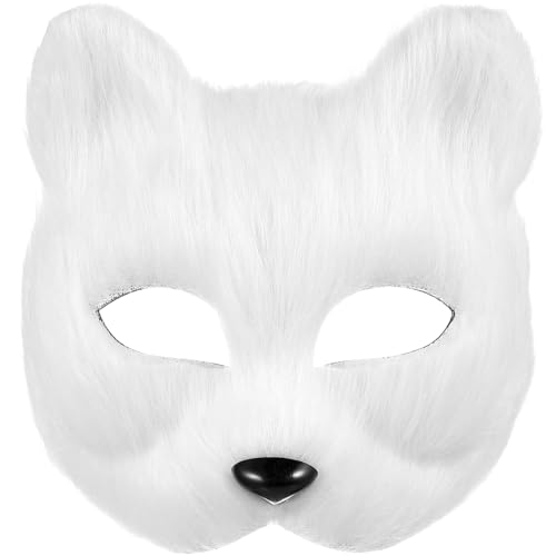 AOKWAWALIY Fuchsmasken Halbes Gesicht Fuchsmasken Tier-Cosplay-Masken Pelzige Partymasken Leere Diy-Masken Halloween-Fuchsmasken Künstliche Fuchs-Gesichtsabdeckungsmasken Kostüm-Requisiten von AOKWAWALIY