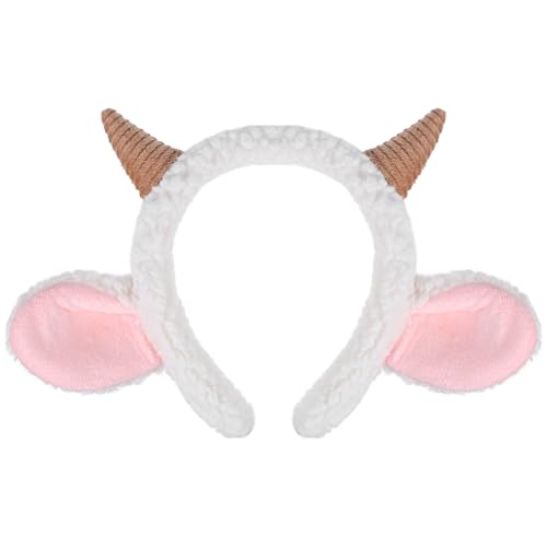 AOKWAWALIY Schaf Stirnband Mit Schafhörnern Und Ohren Weißes Lammkostüm Süße Lammohrenhaare Niedliche Lampe Cosplay Haarband Tierschaf Kostümzubehör Spiral Haargummis AOKWAWALIY Schaf Stirnband Mit Schafhörnern Und Ohren Weißes Lammkostüm Süße Lammohrenhaare Niedliche Lampe Cosplay Haarband Tierschaf Kostümzubehör Spiral Haargummis von AOKWAWALIY