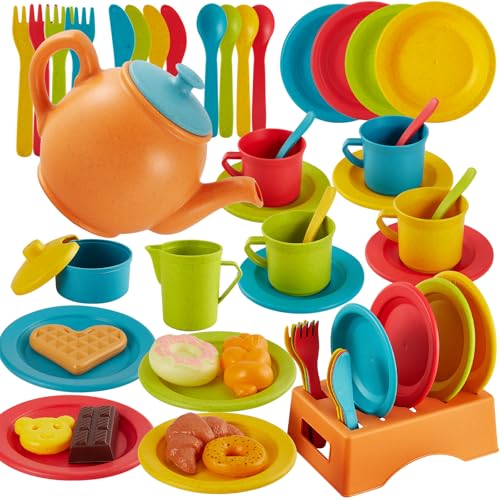 AOLEVA Kinderküche Zubehör Teeservice Kinder, 44PCS Puppengeschirr Spielküche Zubehör Geschirr Teeservice Spielzeug für 3+ Jahre AOLEVA Kinderküche Zubehör Teeservice Kinder, 44PCS Puppengeschirr Spielküche Zubehör Geschirr Teeservice Spielzeug für 3+ Jahre von AOLEVA