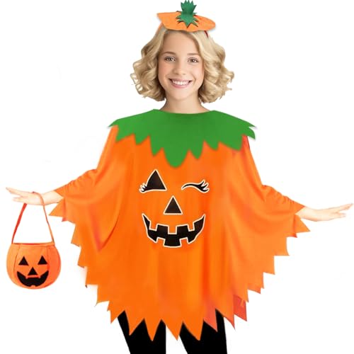 AOLIUP Halloween-Kürbis-Kostüm für Frauen: leuchtet im Dunkeln, Kürbis-Poncho für Erwachsene mit Stirnband-Tasche AOLIUP Halloween-Kürbis-Kostüm für Frauen: leuchtet im Dunkeln, Kürbis-Poncho für Erwachsene mit Stirnband-Tasche von AOLIUP