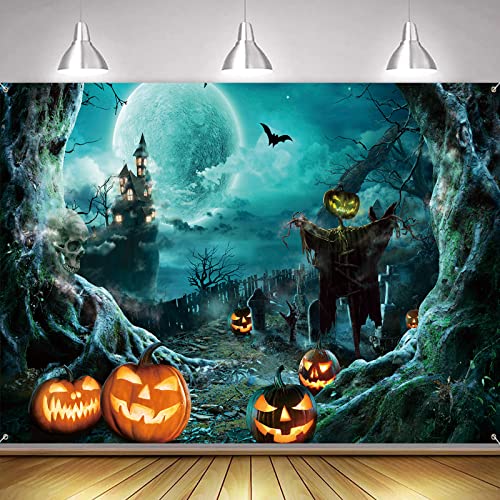 AOLOA Halloween Banner, Halloween Extra Große Banner, Happy Halloween Dekoration, Realistisch Drinnen Draußen Deko Halloween Photo Booth Hintergrund Zeichen für Halloween Home Decor Supplies von AOLOA