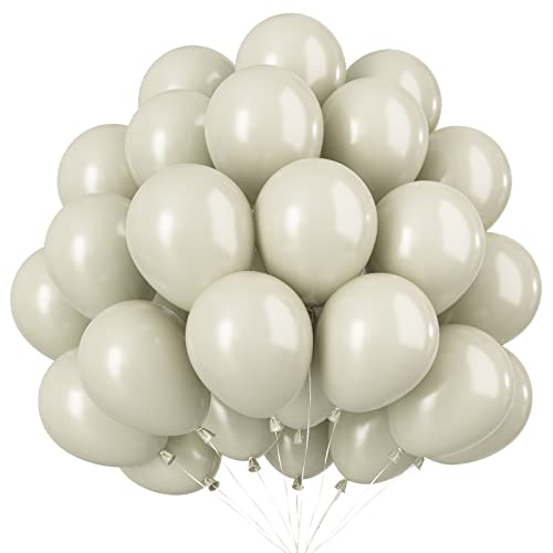 Luftballon Sand Weiß - 100 Stück 10 Zoll Retro Cream Latex Helium Ballons, Weiß Party Ballons für Geburtstag, Hochzeit, Verlobung Babyparty Dekoration von AOLOA