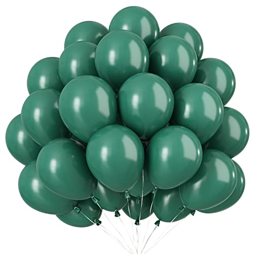 Luftballons Grün - 35 Stück 10 Zoll Dunkelgrün Latex Luftballons Grün Partyballon Helium Luftballons für Geburtstag, Babyparty, Weihnachten, Dschungel Party Safari Dekoration von AOLOA