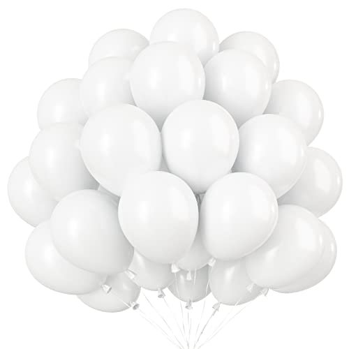 Luftballons Weiß - 50 Stück 10 Zoll Mini Weiß Geburtstag Ballon Set, Klein Latex Helium Luftballon für Hochzeit, Babyparty, Brautdusche, Partydekorationen von AOLOA