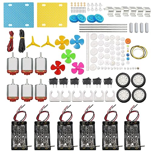Gleichstrommotoren Bausatz für Kinder, 6 Satz 159pcs Elektrische Kleinmotor Starke magnetische mit Kunststoff-Getriebe, Welle Propeller, Kunststoff-Räder für DIY STEM Spielzeug Wissenschaft Projekt Gleichstrommotoren Bausatz für Kinder, 6 Satz 159pcs Elektrische Kleinmotor Starke magnetische mit Kunststoff-Getriebe, Welle Propeller, Kunststoff-Räder für DIY STEM Spielzeug Wissenschaft Projekt von AOMAG