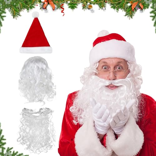 AOMAIGAD Weihnachtsmann Bart Perücke Mütze Set, Mit Weihnachtsmütze Weihnachtsmannbart Weihnachtsmann Perücke, Für Weihnachten Cosplay Karneval Urlaub Party Zubehör AOMAIGAD Weihnachtsmann Bart Perücke Mütze Set, Mit Weihnachtsmütze Weihnachtsmannbart Weihnachtsmann Perücke, Für Weihnachten Cosplay Karneval Urlaub Party Zubehör von AOMAIGAD