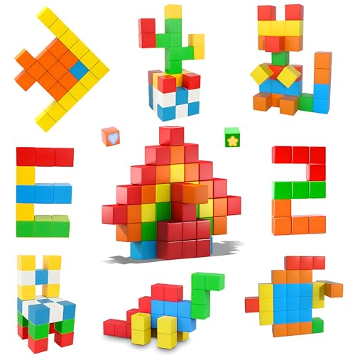 AOMIKS 51-teiliges 3D-Magnetbaustein-Set, pädagogische magnetische Bausteine für Kinder im Vorschulalter, STEM-BAU-Puzzle-Spielzeug für Jungen und Mädchen im Alter von 3 4 5 6 7 8 Jahren, bunt von AOMIKS