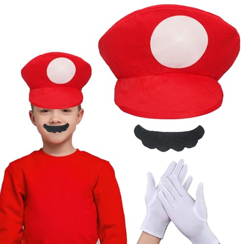 AOMiGT Cosplay Kostüm Zubehör, Rot Mützen Handschuhen Klebe-Bärten für Erwachsene und Kinder, Hut Cap Herren Damen Kappe für Verkleidung Karneval Halloween Weihnachten Geburtstag & Cosplay AOMiGT Cosplay Kostüm Zubehör, Rot Mützen Handschuhen Klebe-Bärten für Erwachsene und Kinder, Hut Cap Herren Damen Kappe für Verkleidung Karneval Halloween Weihnachten Geburtstag & Cosplay von AOMiGT